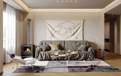 北欧风格大地色客厅